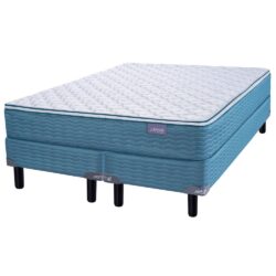 Sommier y Colchon April Azul PT 1.60x2.00 Inducol de Resortes 2 Plazas y media 160x200