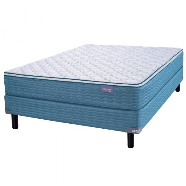 Sommier y Colchon April Azul PT 1.50 Inducol de Resortes 2 Plazas 150x190